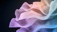 Ethereal flowing waves in pink, purple and blue gradient colors create abstract smooth curves against dark background, suitable for modern design projects.