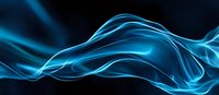 Glowing blue wave abstract on black background with flowing light effect and smooth curved lines creates dynamic modern design element for technology concepts.