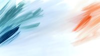 Abstract brushstroke composition in soft teal blue and coral orange colors on white background creates gentle flowing movement and ethereal atmosphere.