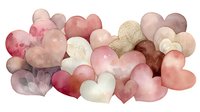 Romantic watercolor hearts in soft pink and beige tones create dreamy border composition, perfect for wedding stationery and Valentine's Day designs.