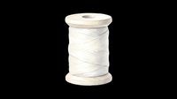 Spool of white thread with wooden top and bottom, isolated on transparent background. Ready for design use on t-shirts, clipart, stickers, and print-on-demand products.
