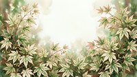 Botanical frame with Japanese maple leaves in soft green and bronze tones creating a natural border on cream background, suitable for invitations and design projects.