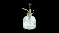 Vintage glass plant mister with brass pump, isolated on transparent background. Great for botanical clipart, stickers, t-shirt design, sublimation, and print on demand projects.