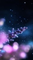 Magical night sky with glowing pink and blue bokeh lights, sparkling stars, and ethereal cosmic dust creating dreamy celestial atmosphere.