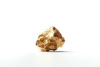Raw gold nugget with rough textured surface and metallic shine isolated on white background, suitable for jewelry, mining and precious metal industry designs.