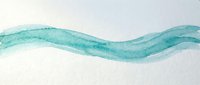 Abstract turquoise watercolor wave flowing across textured white paper background for artistic design projects and creative presentations.