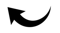 Curved black arrow pointing upward and to the right on white background, isolated graphic element for business presentations and design projects.