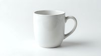 Blank white ceramic mug isolated on light background, ready for custom design, branding, mockup, and merchandise printing projects.
