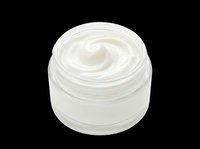 Cream jar with white moisturizer or skincare product isolated on transparent background, ready for cosmetics packaging design, beauty product mockups, print-on-demand, and sublimation projects.