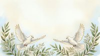 Pair of white doves flying with olive branches, symbolizing peace, love and harmony. Isolated watercolor illustration on transparent background, ready for wedding invitations, greeting cards and design projects.