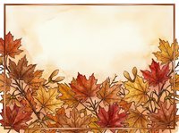 Autumn maple leaves in warm red, orange, and golden tones arranged along bottom border with cream background. Seasonal design for fall greeting cards, invitations, and autumn-themed projects.