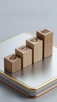 Wooden blocks with cryptocurrency symbols arranged on laptop showing digital finance growth concept for investment and trading presentations.