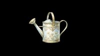 Vintage floral watering can with gold trim, isolated on transparent background, ready for stickers, t-shirt design, sublimation, and print on demand crafts.