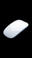 Sleek modern wireless touch mouse with glossy white and blue surface, isolated on transparent background, ready for tech clipart, stickers, and print on demand use.