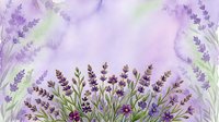 Watercolor lavender flowers frame with purple blooms and green leaves on soft textured background for wedding invitations and romantic designs.