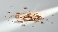 Wooden pencil shavings and curls scattered on white surface with natural lighting creating soft shadows for craft and education concepts.