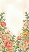Watercolor ranunculus flowers frame with eucalyptus leaves on soft pastel background for wedding invitations and greeting cards.