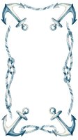 Nautical frame with blue and white twisted rope borders and corner anchors, suitable for marine-themed designs, invitations, certificates, and coastal decor projects.