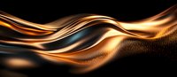 Luxurious copper and black waves create flowing abstract background with metallic shine and smooth curves, featuring dynamic motion and elegant design elements.