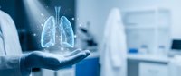 Medical professional displaying holographic lung anatomy in modern healthcare facility for respiratory system education and pulmonary medicine consultation.