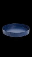 Dark blue shallow cylindrical tray isolated on transparent background, ready for design use in product mockups, clipart, print-on-demand, sublimation, and digital crafts.