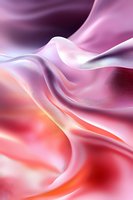 Abstract flowing waves in pink and coral tones create smooth gradient transitions with soft light effects, suitable for luxury brand marketing and modern interior decor.