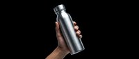 Reusable stainless steel water bottle held in hand, isolated on transparent background. Ready for t-shirt designs, clipart, print-on-demand products, stickers, and sublimation projects.