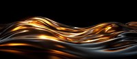 Luxurious flowing waves of golden and black liquid metal create dynamic abstract pattern with smooth glossy surface and dramatic lighting effects.