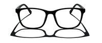 Black eyeglasses with clear lenses isolated on white background, ready for design use on apparel, marketing materials, and web graphics.