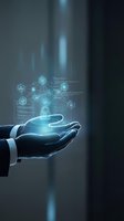 Businessman hand holding glowing cybersecurity network with digital locks and shield icons representing data protection and internet safety solutions.