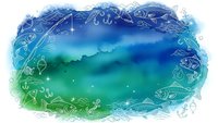 Underwater ocean scene with decorative marine life border featuring fish, seahorses and coral elements in blue and green watercolor style for design projects.