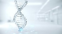 Double helix DNA molecule structure made of water splashes and droplets, representing genetic research, biotechnology, and scientific innovation in modern laboratory environment.