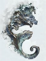 Blue and bronze tones, featuring fluid motion and abstract splatter effects against light background. Suitable for marine decor.