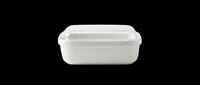 Clear plastic hinged food container isolated on transparent background, ready for packaging design, labels, print-on-demand products, and commercial use applications.