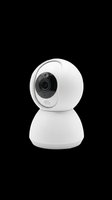 White smart home security camera with rotating head, black lens, and compact spherical design isolated on transparent background. Ready for clipart, print-on-demand, sublimation, and design projects.