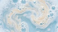 Abstract fluid art with swirling blue and beige marble patterns, bubbles and organic shapes for modern interior design and creative projects.