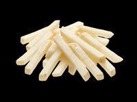 Crispy golden french fries isolated on transparent background, ready for menu design, food packaging, restaurant graphics, t-shirt prints, and culinary digital projects.