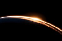 Stunning planet horizon with glowing atmospheric layers and bright sunlight creating dramatic space scene against deep black cosmos for sci-fi projects.