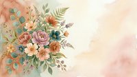 Vintage floral bouquet with roses, ferns, and botanical elements on soft watercolor background. Suitable for wedding invitations, greeting cards, and decorative designs.
