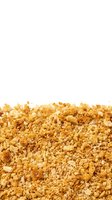 Granulated brown sugar isolated on white background, ready for food photography, baking designs, and culinary graphics.