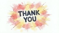 Gratitude message with watercolor splashes in pink and yellow tones on transparent background, suitable for greeting cards, social media posts, and thank you designs.