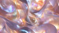 Iridescent liquid waves with holographic swirls and metallic gradients flowing across surface, creating shimmering abstract background for design and digital projects.