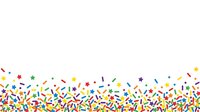 Colorful confetti and sprinkles scattered across white background, isolated design element for celebrations, parties, and festive occasions.