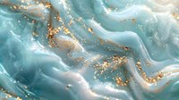 Luxurious turquoise marble texture with gold glitter accents and flowing waves creates elegant abstract background for luxury design projects and premium branding.