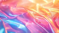 Vibrant holographic texture with pink, blue and orange iridescent waves creating dynamic light effects and metallic rainbow surface for modern design backgrounds.