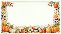 Autumn harvest frame with pumpkins, apples, berries, and fall foliage on cream background. Isolated design element ready for invitations, cards, and seasonal projects.