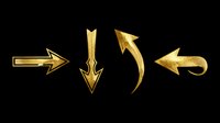 Metallic gold arrows pointing in different directions, isolated on transparent background. Ready for t-shirt design, clipart, stickers, print-on-demand products, and sublimation projects.