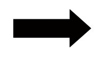 Black directional arrow pointing right on white background, isolated graphic element for navigation, signage and interface design projects.