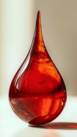 Elegant red glass teardrop sculpture with glossy finish and artistic bubbles, modern decorative art piece for contemporary interior design.