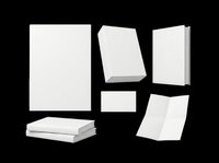 Blank white book and notebook mockups isolated on transparent background, ready for design use on t-shirts, stickers, print-on-demand products, and sublimation projects.